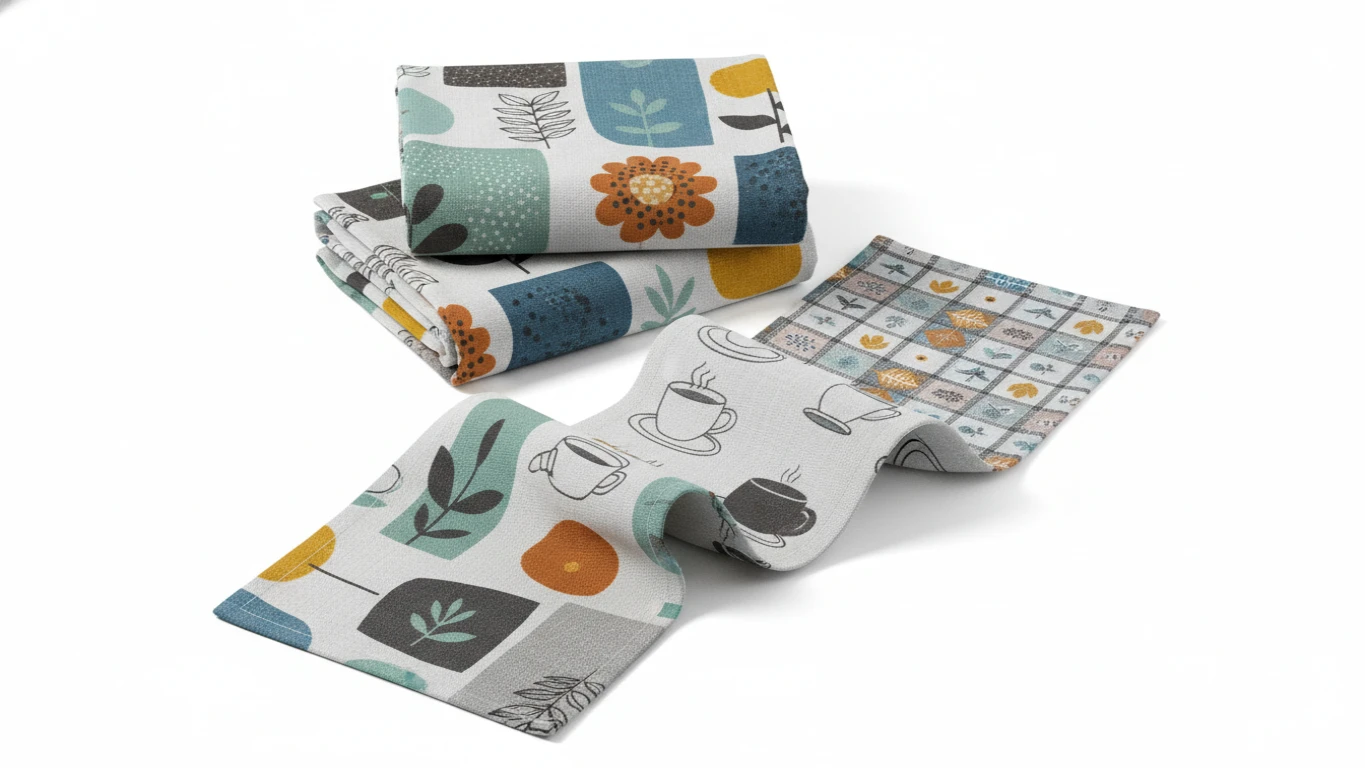 Conjunto de Panos de Prato com Estampas Modernas