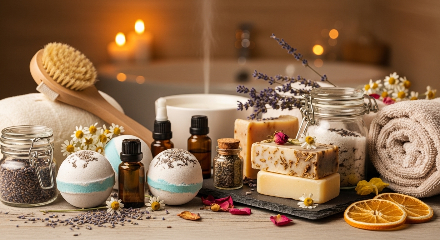 Conjunto de Produtos Naturais para Banho Relaxante