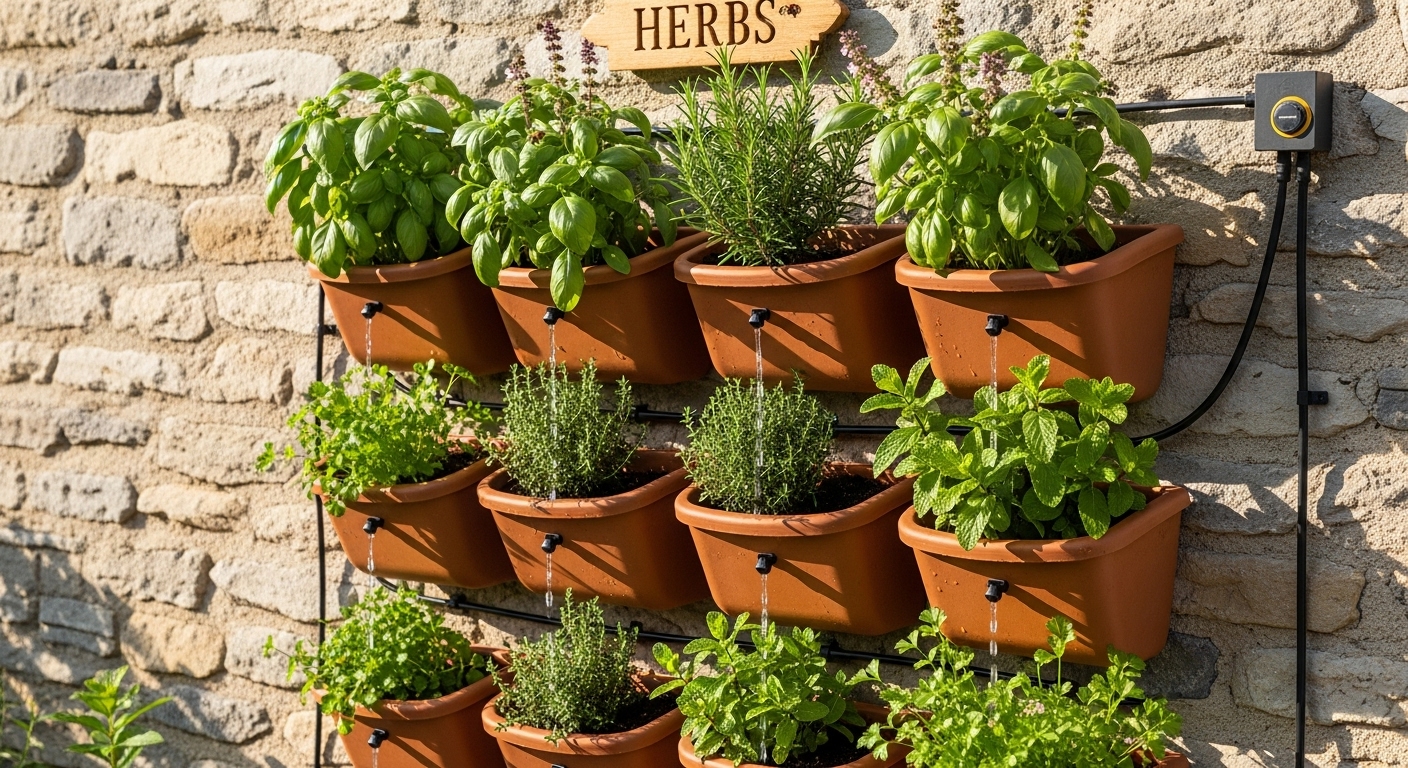 Horta Vertical para Temperos com Irrigação Automática