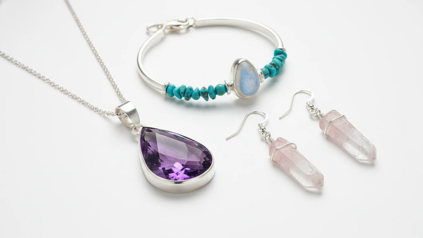 Joias com Pingente de Pedras Naturais