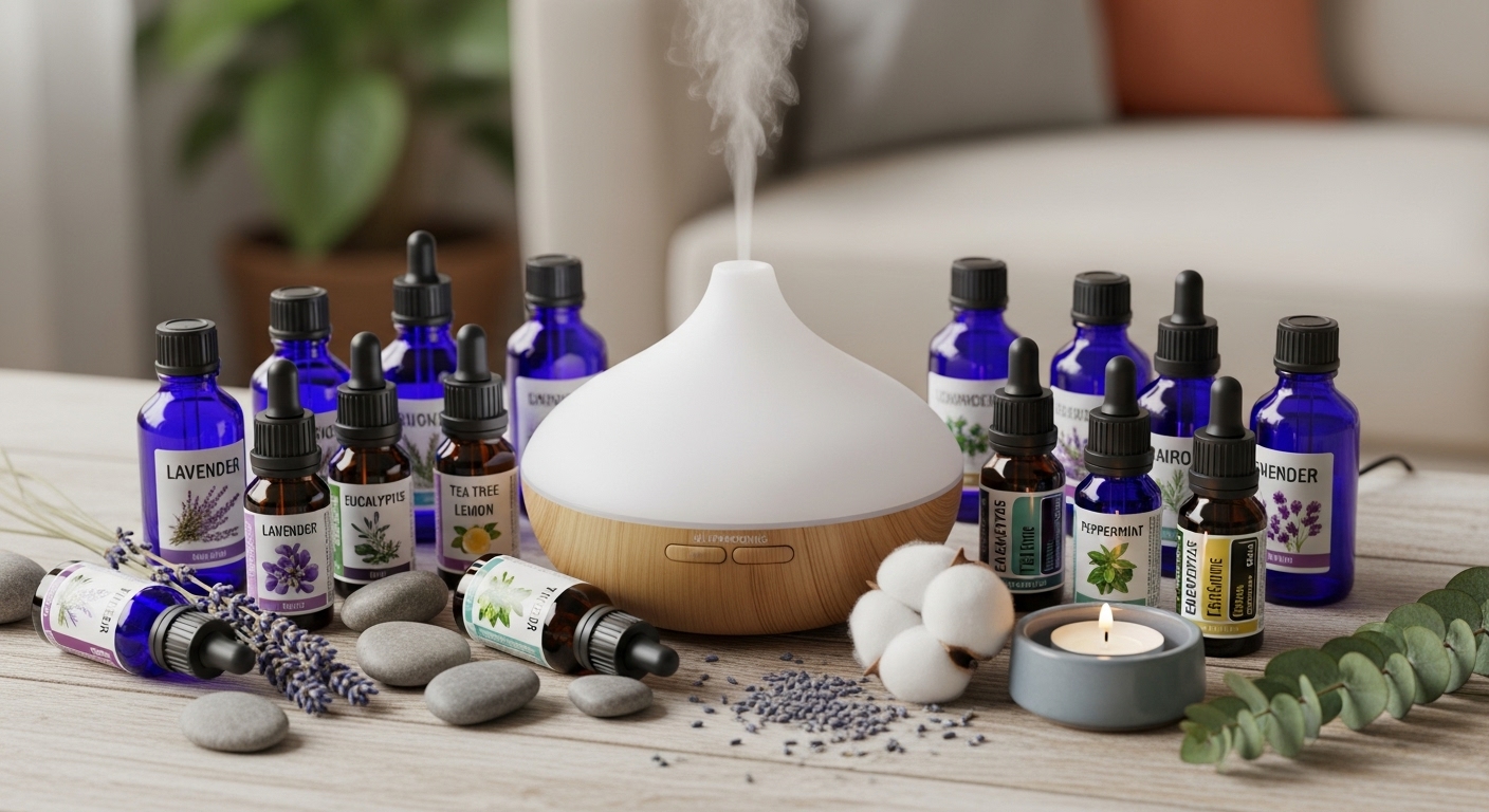 Kit de Óleos Essenciais com Difusor Ultrassônico