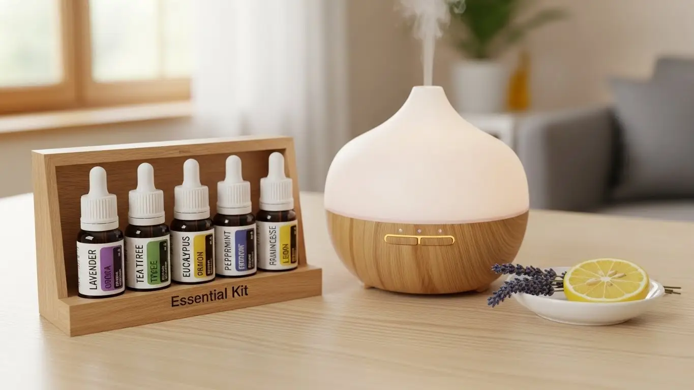 Kit de Óleos Essenciais e Difusor Ultrassônico