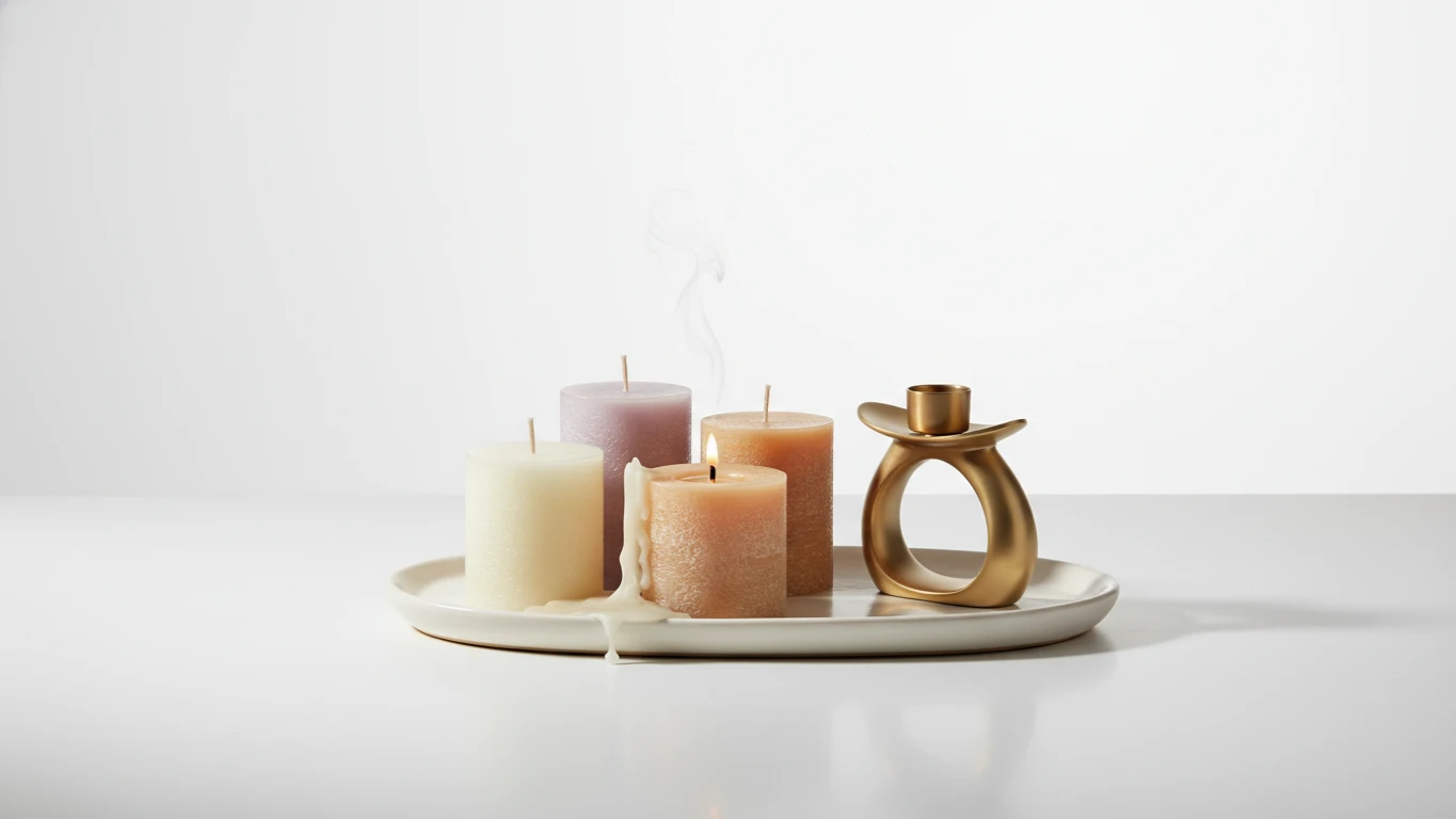 Kit de Velas Aromáticas e Castiçal Decorativo