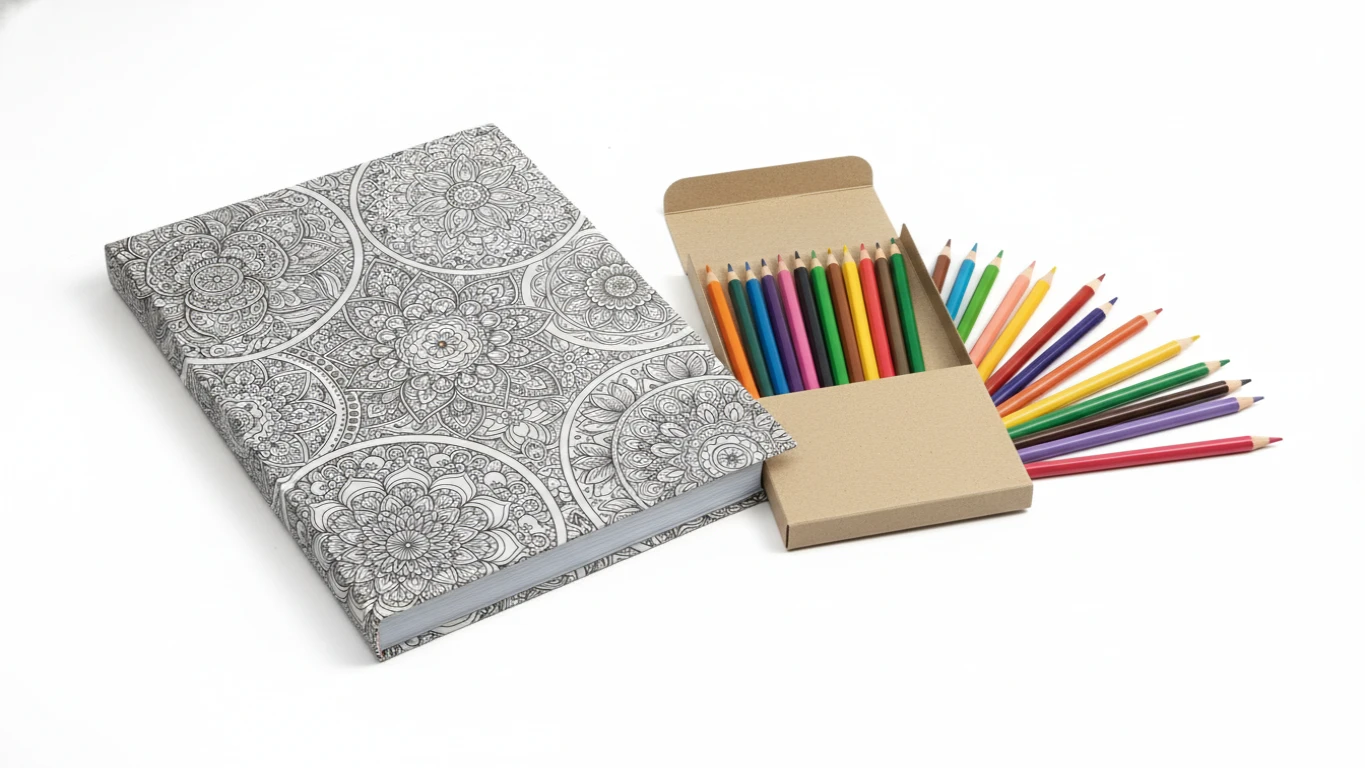 Livro de Colorir para Adultos e Lápis de Cor