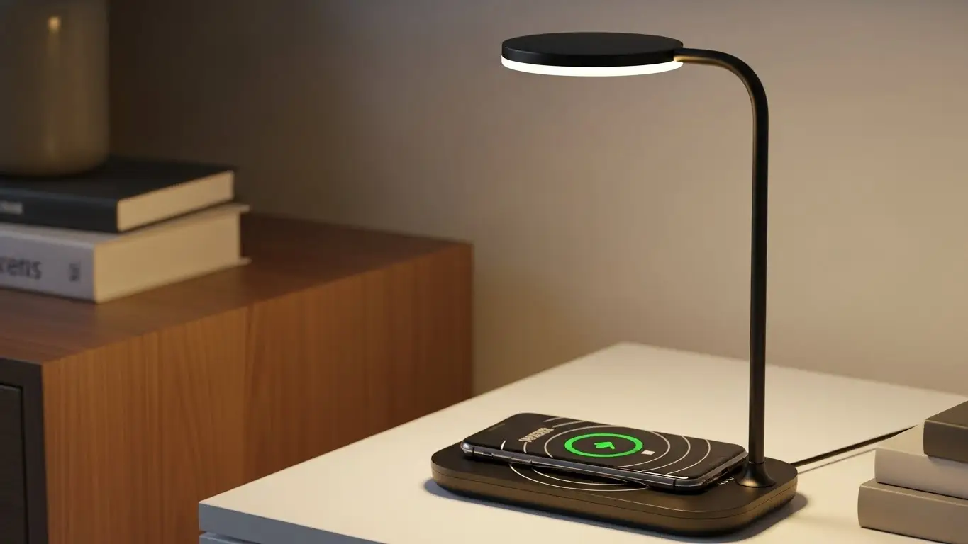 Luminária de Mesa com Carregador Sem Fio