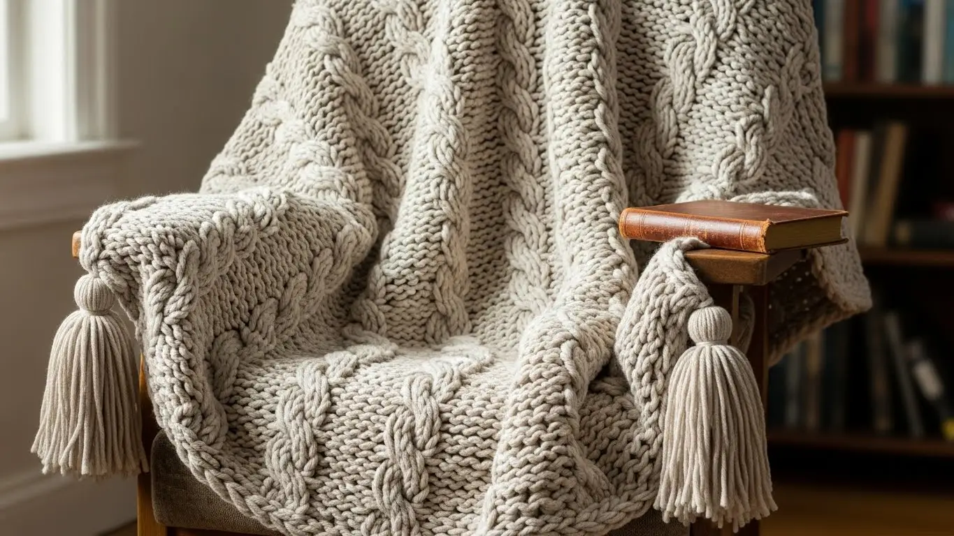 Manta Decorativa de Tricô Grossa