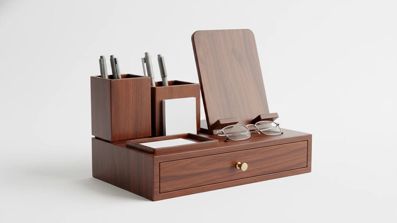 Organizador de Mesa em Madeira Nobre