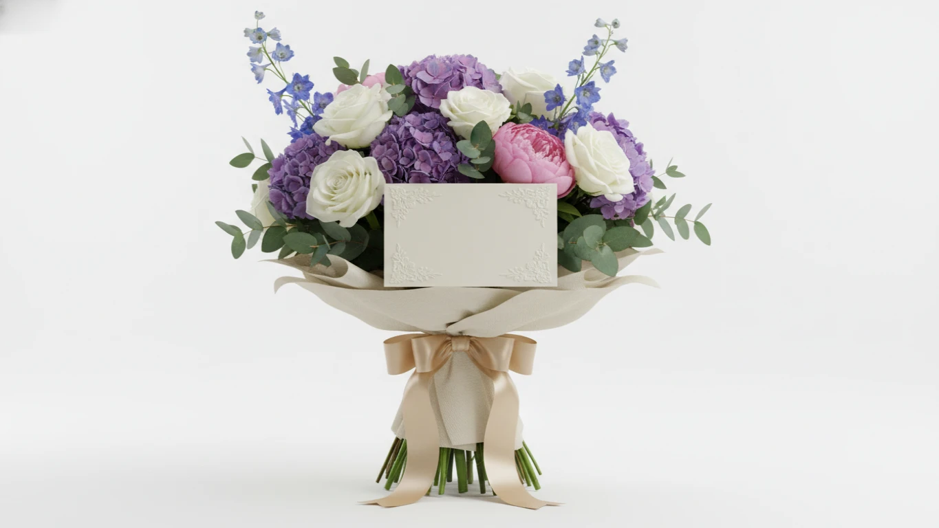 Buquê de Flores Nobres com Cartão Personalizado