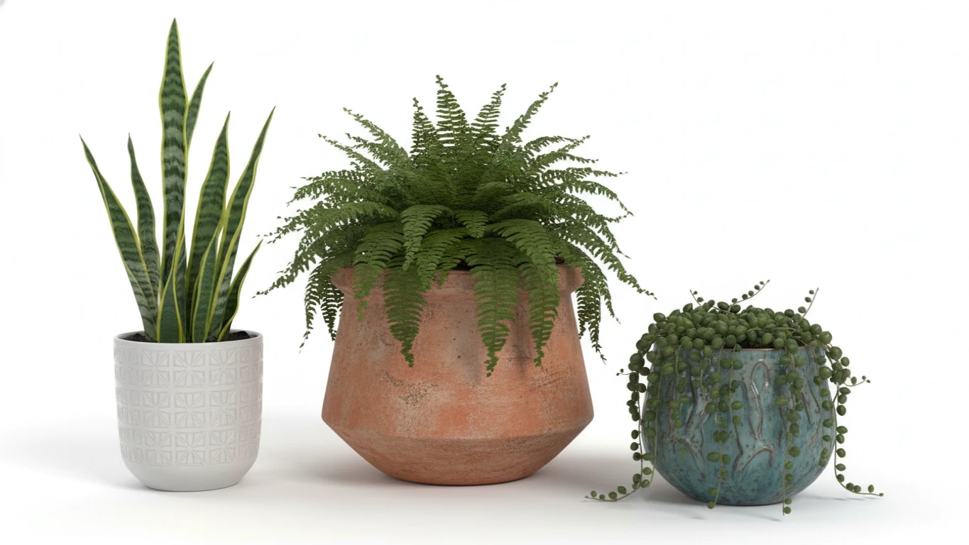 Cachepot de Cerâmica com Plantas Ornamentais