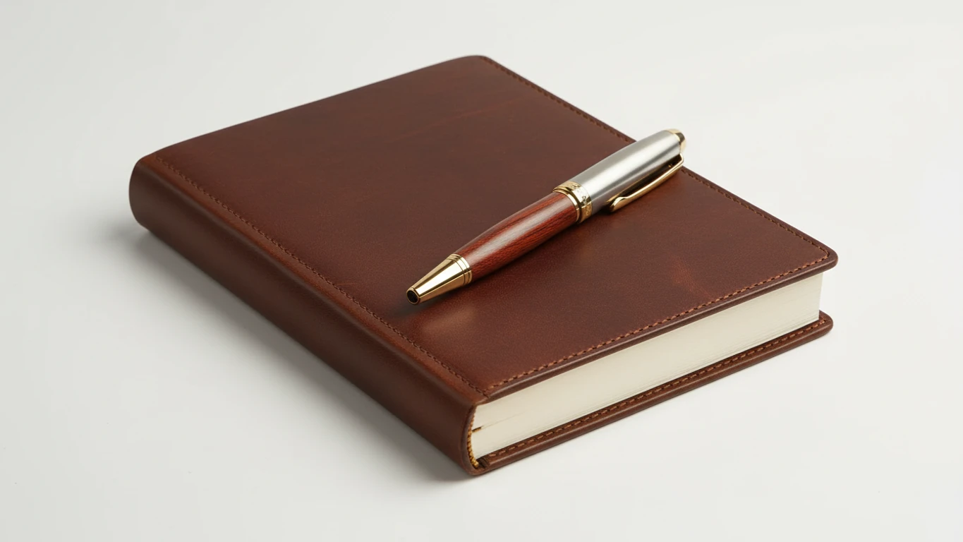Caderno de Couro Legítimo e Caneta Executiva Premium