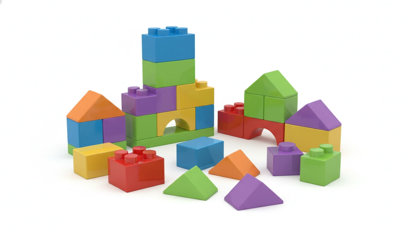 Conjunto de Blocos de Montar e Encaixe Coloridos