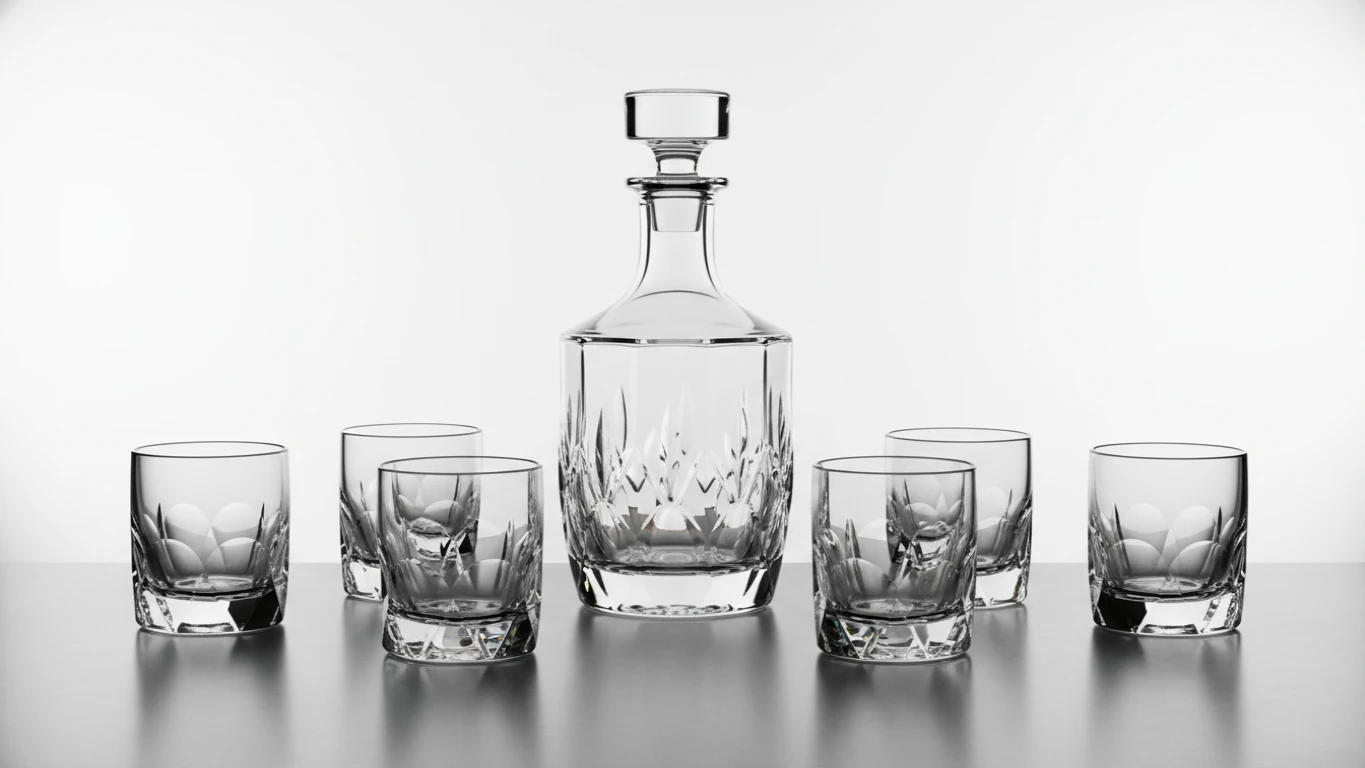 Conjunto de Copos e Decanter de Cristal Premium