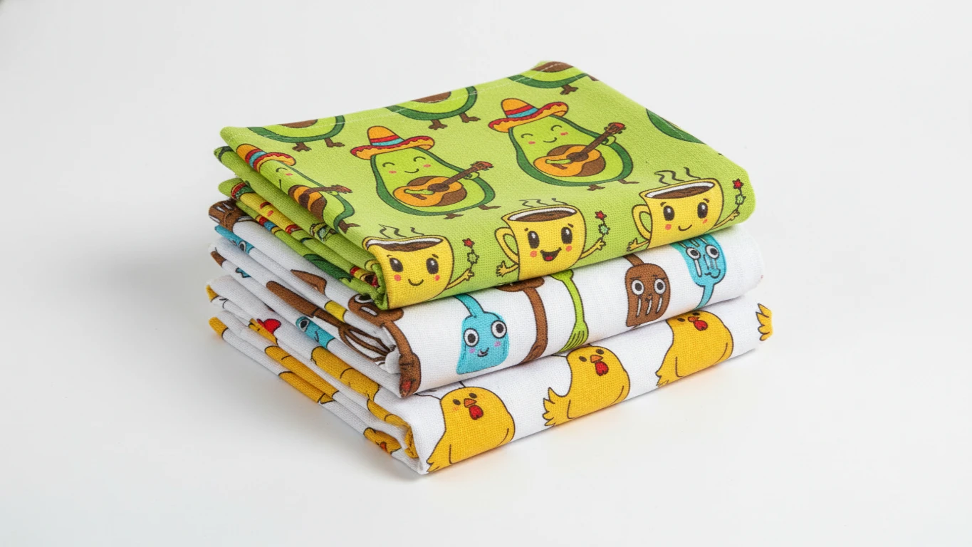 Conjunto de Panos de Prato com Estampa Divertida