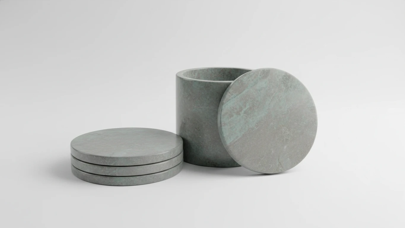 Conjunto de Porta-Copos de Pedra Sabão