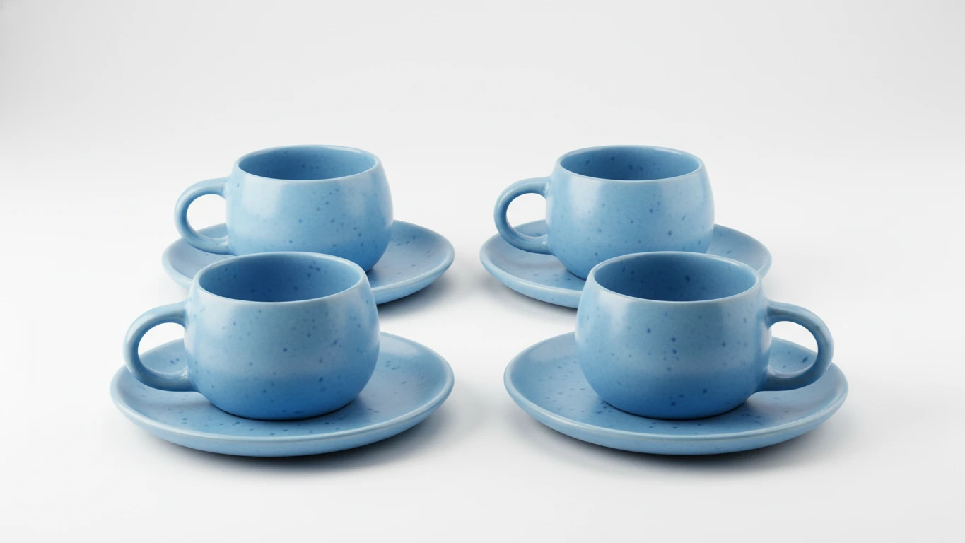 Conjunto de Xícaras de Café e Pires de Cerâmica