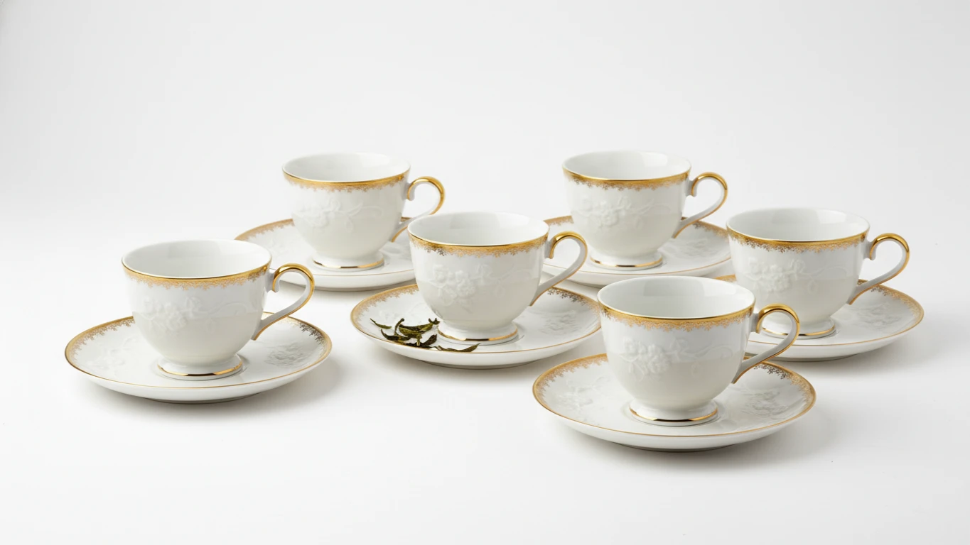 Conjunto de Xícaras de Chá de Porcelana Fina