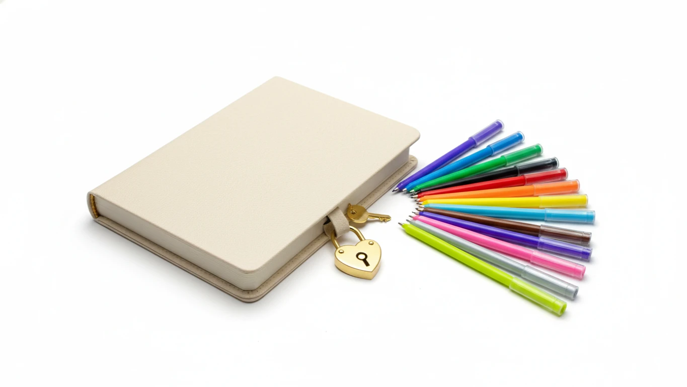 Diário Secreto com Cadeado e Canetas Coloridas