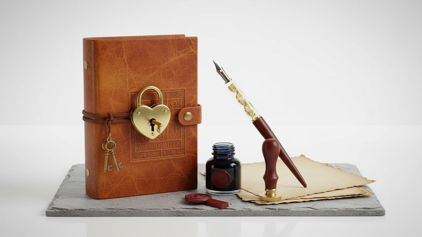 Diário com Cadeado e Kit de Escrita Criativa