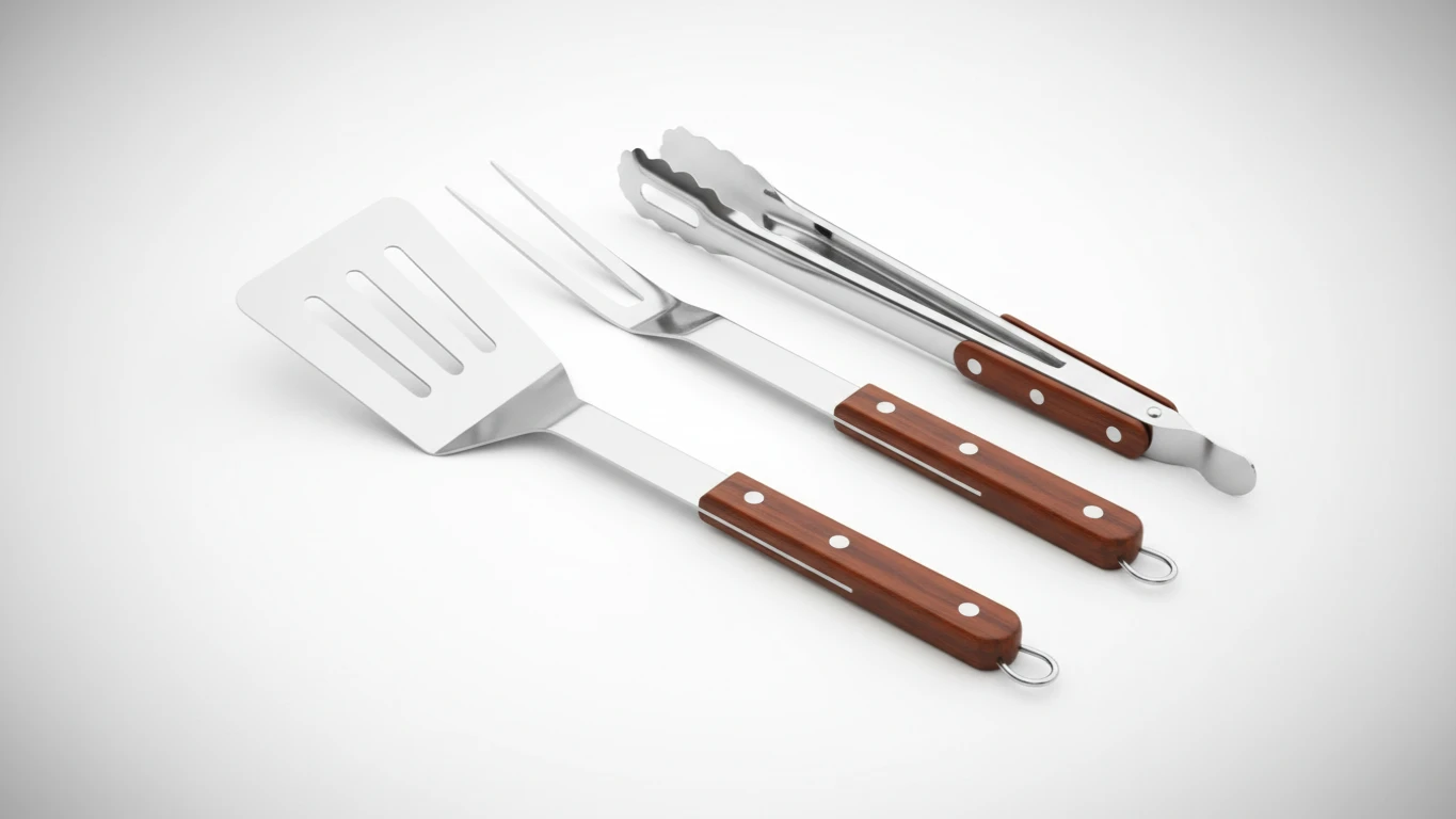 Kit Acessórios para Churrasco (Espátula, Garfo, Pinça)