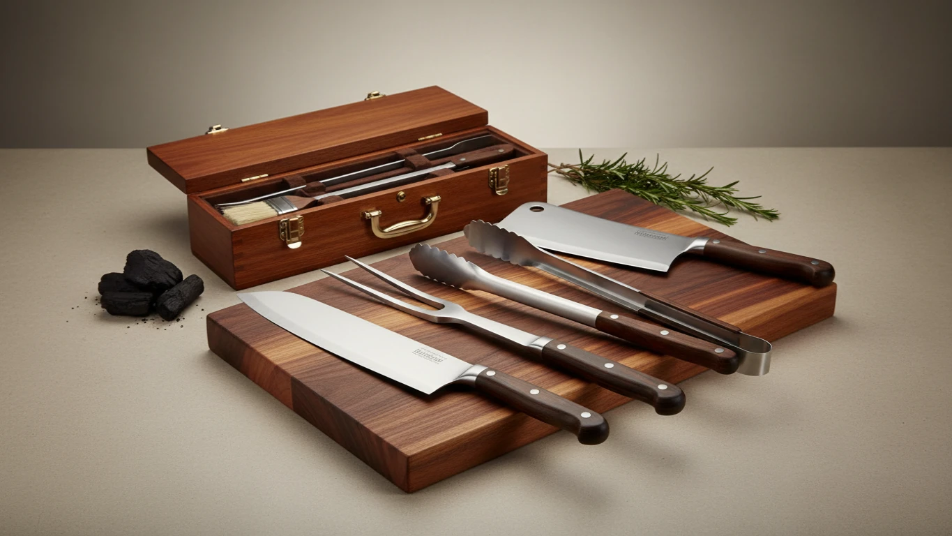 Kit Churrasco Premium com Utensílios de Aço Inoxidável