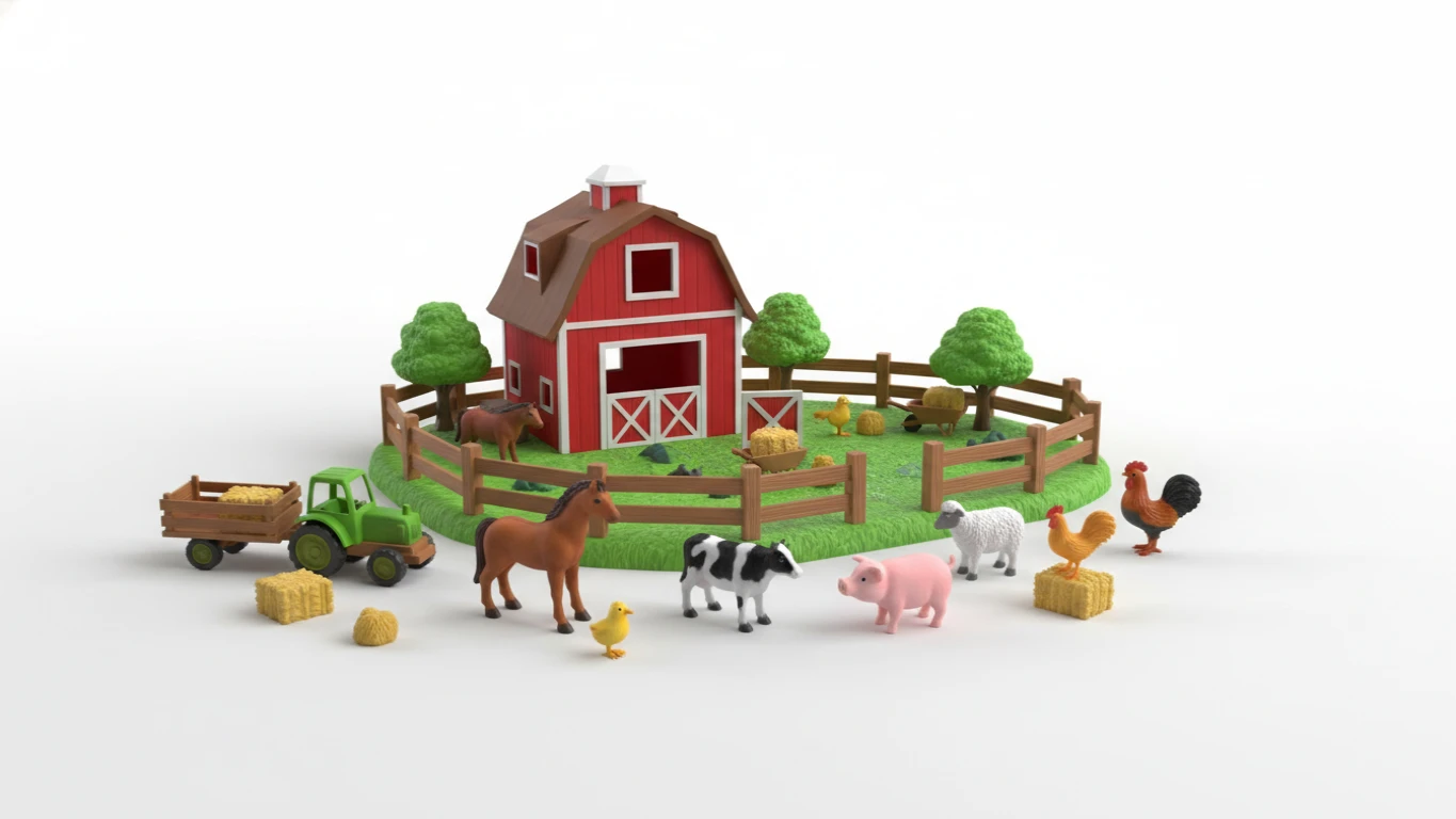 Kit Fazendinha de Brinquedo com Animais