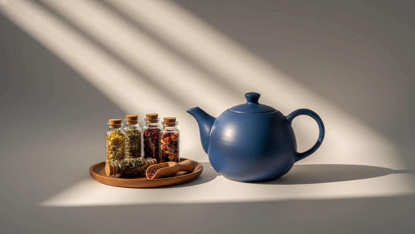 Kit de Chás Especiais e Bule de Cerâmica