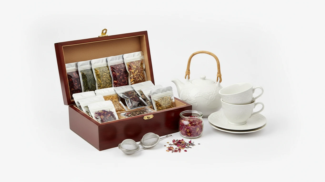 Kit de Chás Especiais e Xícaras de Porcelana