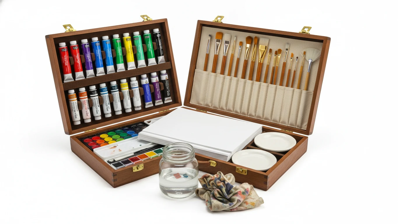 Kit de Desenho e Pintura com Tintas e Pincéis