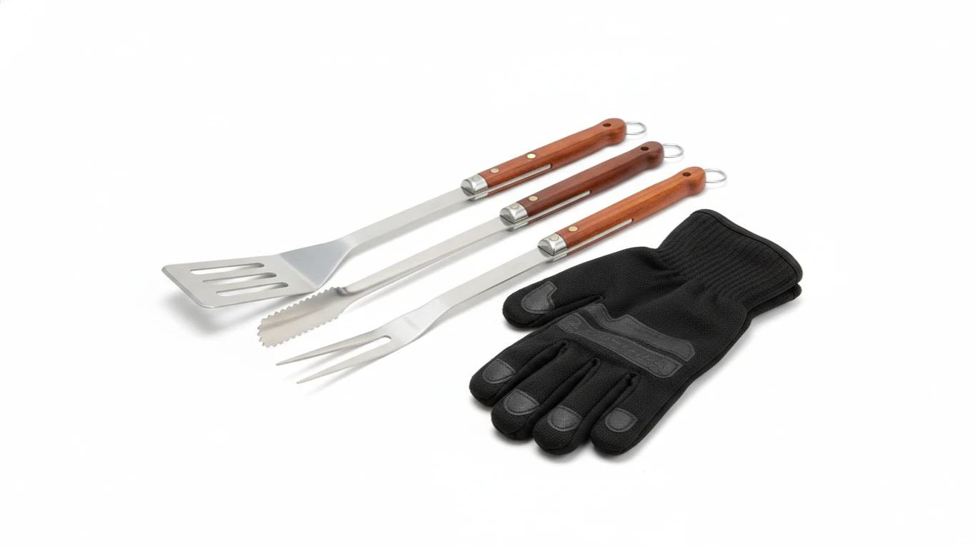 Kit de Ferramentas para Churrasco com Luva Térmica