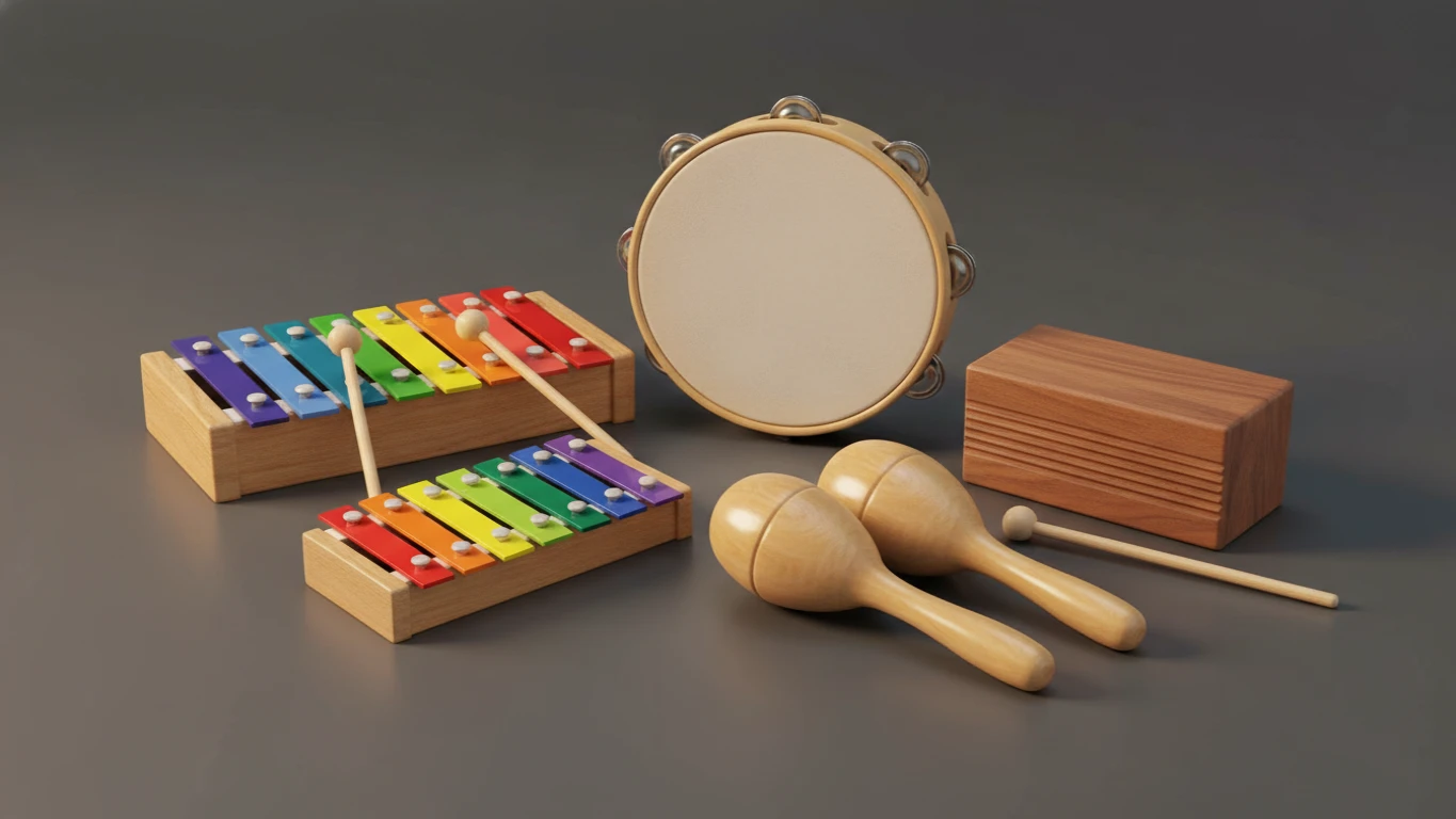 Kit de Instrumentos Musicais em Madeira