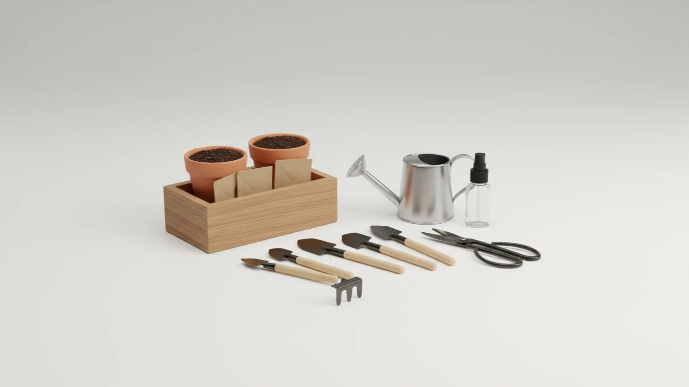 Kit de Jardinagem Miniatura para Interiores