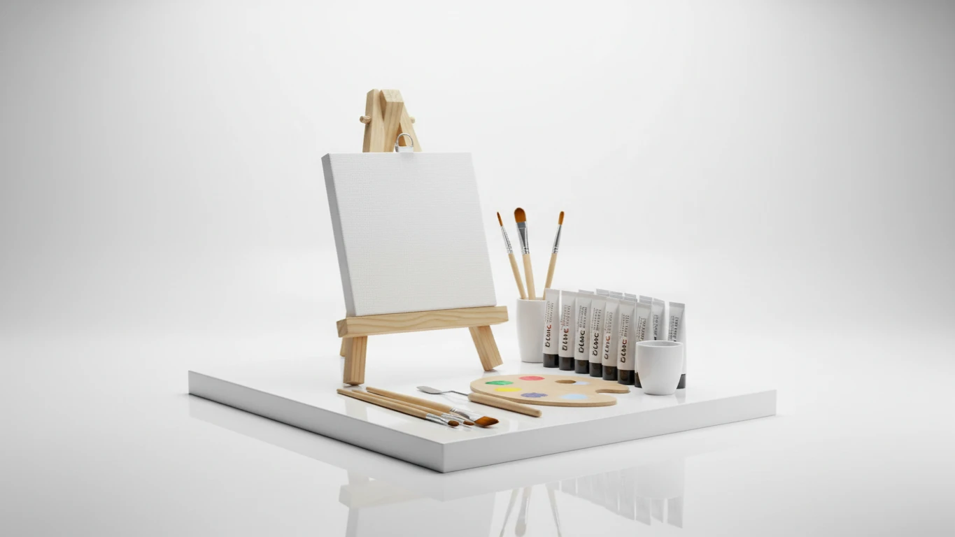 Kit de Pintura em Tela com Cavalete