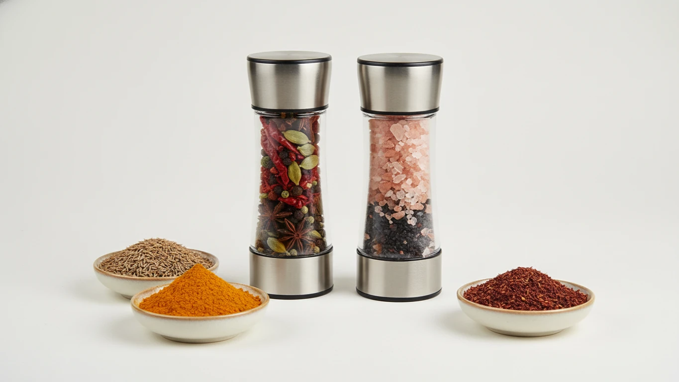 Kit de Temperos Exóticos e Moedores Premium