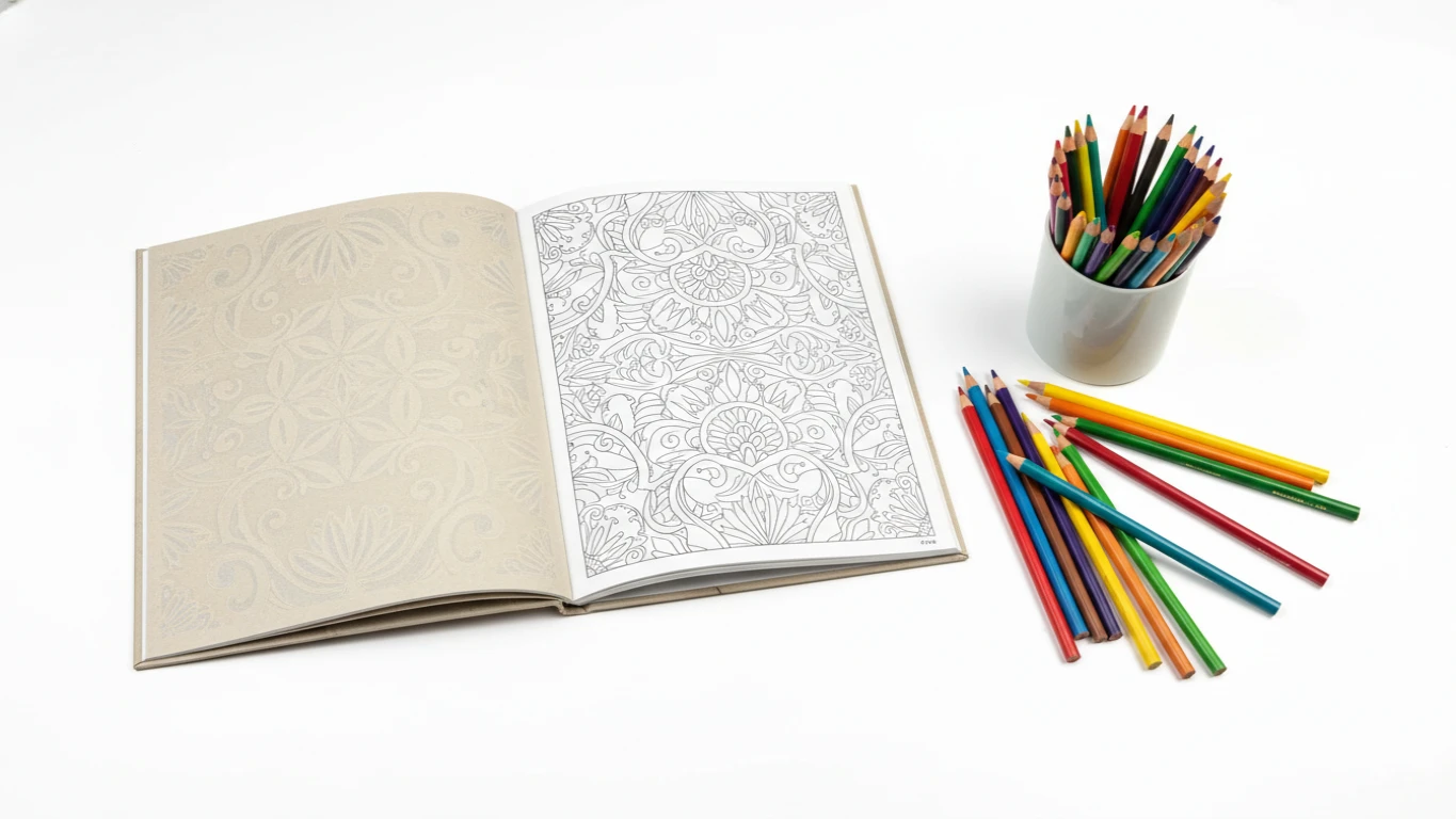 Livro de Colorir para Adultos e Lápis de Cor