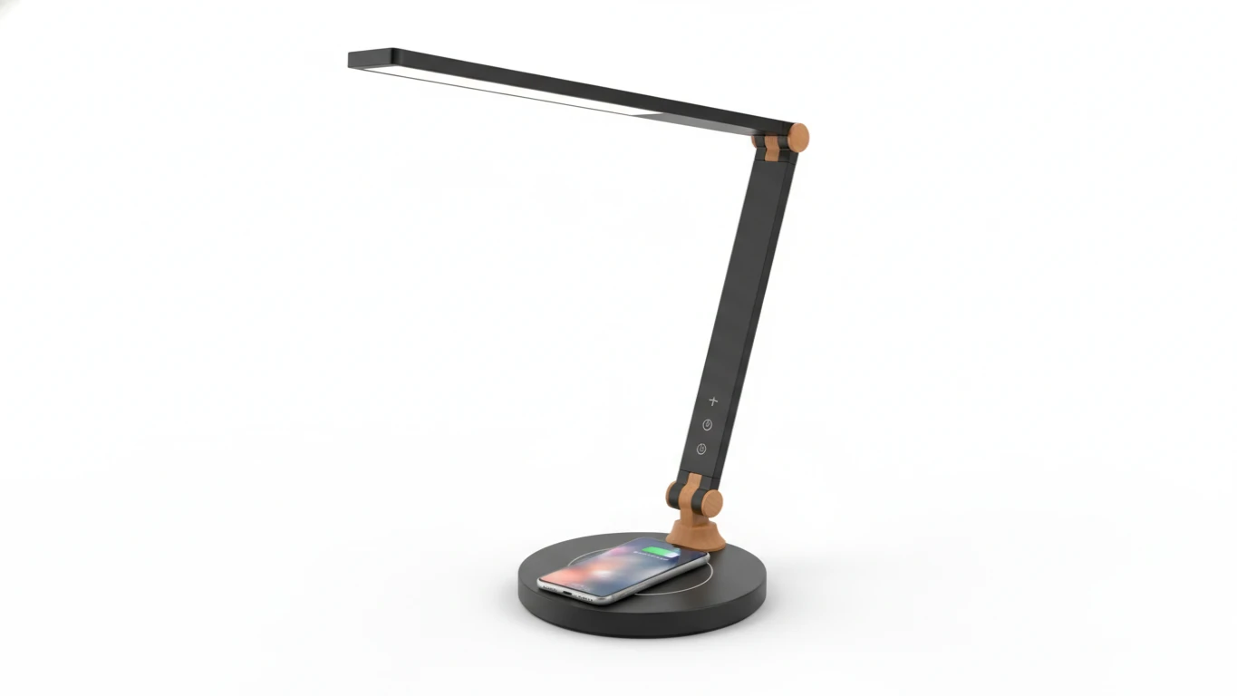 Luminária de Mesa com Luz Regulável e Carregador Wireless