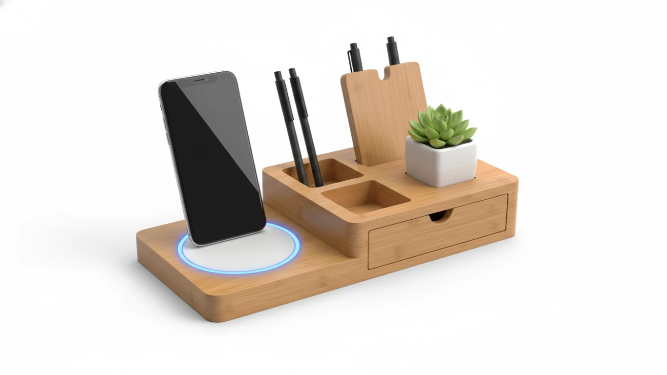 Organizador de Mesa com Carregador Sem Fio