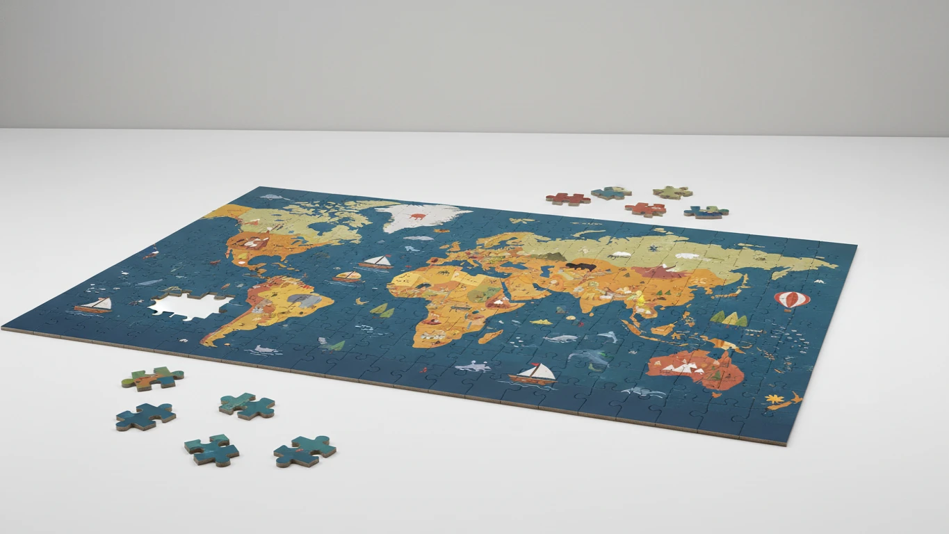 Quebra-Cabeça Mapa Mundi Ilustrado