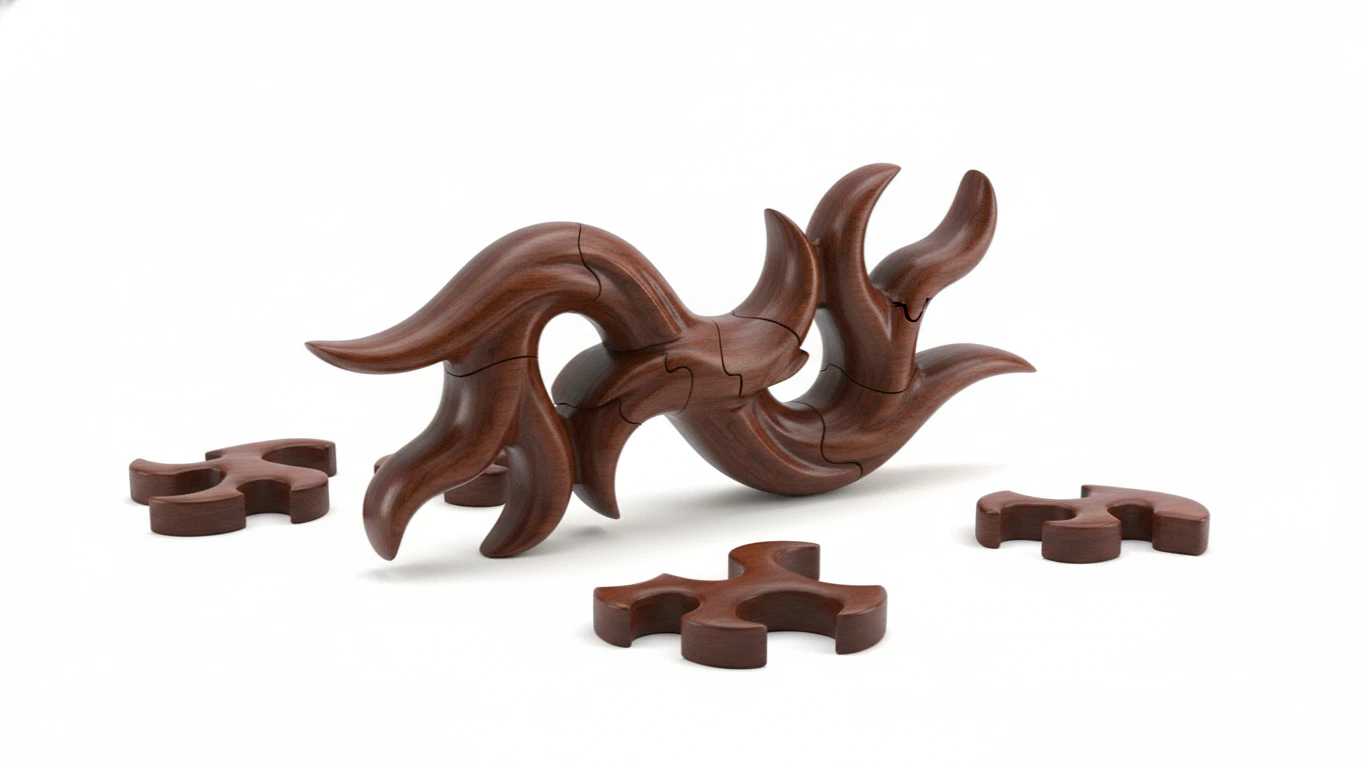 Quebra-Cabeça de Madeira Esculpido Artisticamente