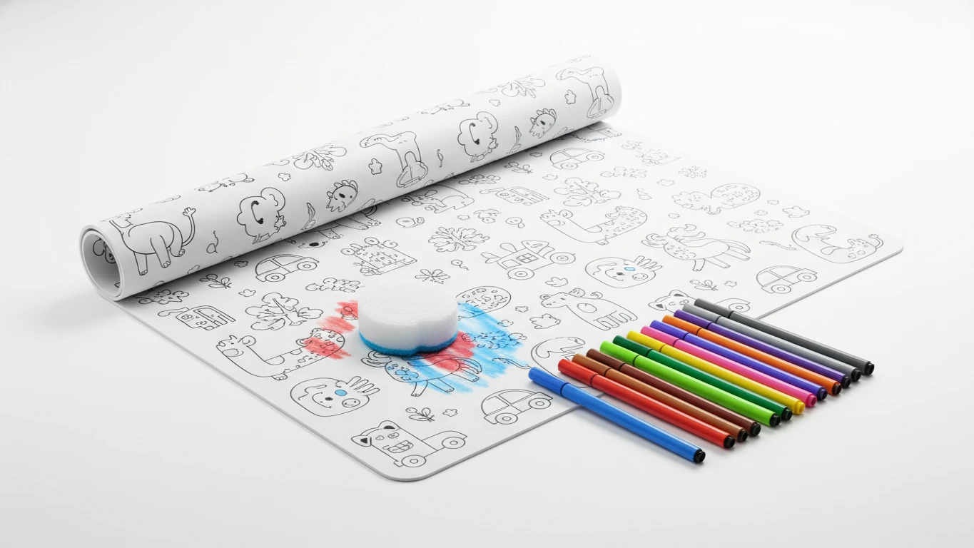 Tapete de Atividades para Colorir Reutilizável