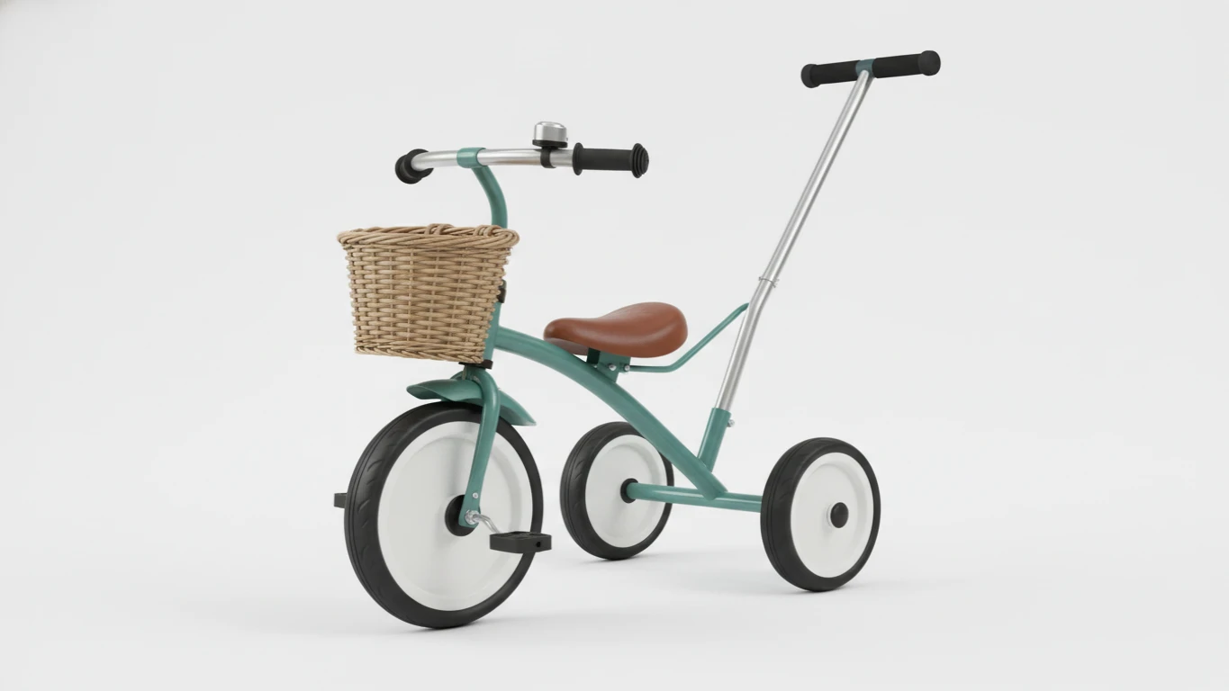 Triciclo com Cesto e Haste para Empurrar