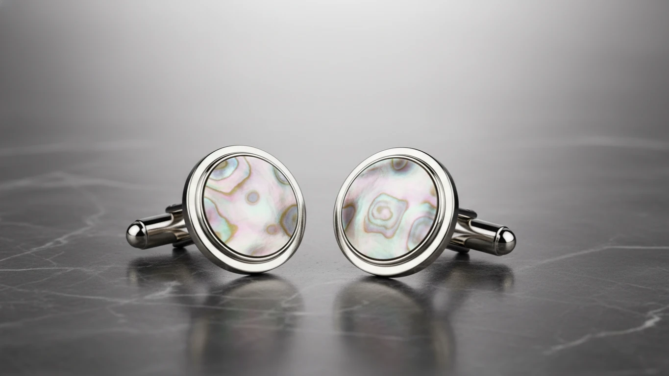 Abotoaduras de Prata com Madrepérola