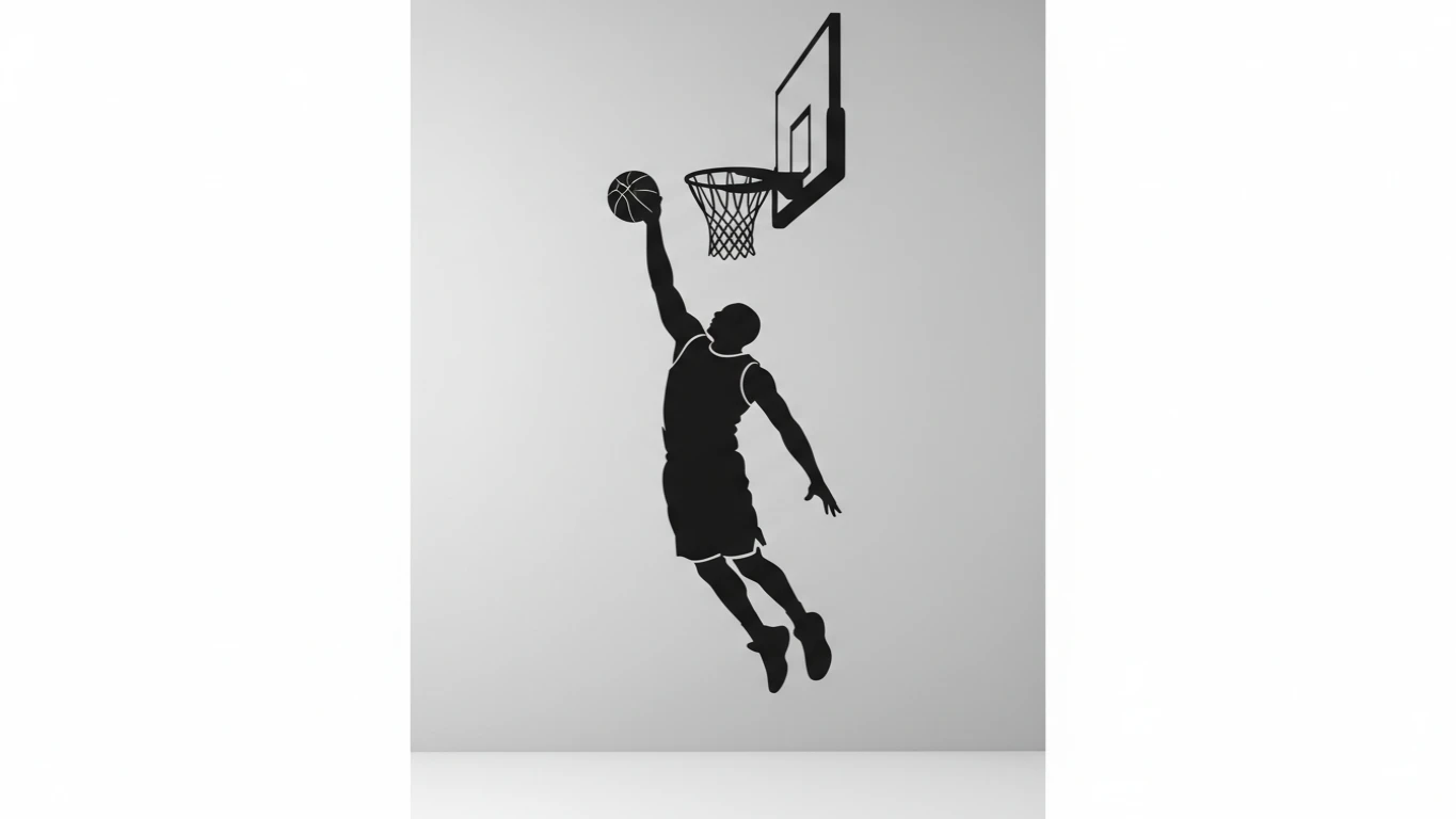Adesivo de Parede Gigante Estilo Silhueta de Basquete