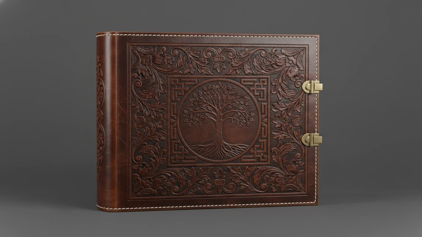 Álbum de Fotos de Couro com Gravação a Laser