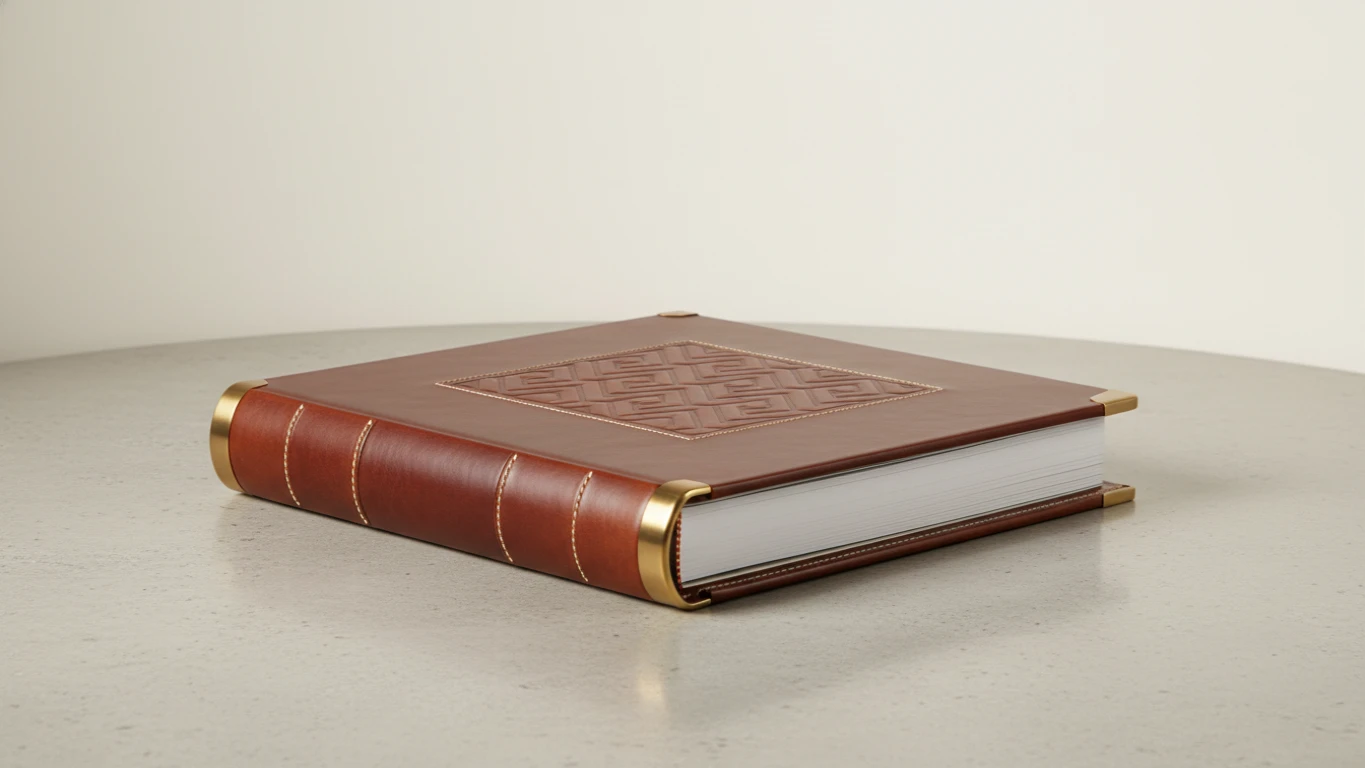 Álbum de Fotos de Luxo com Capa de Couro