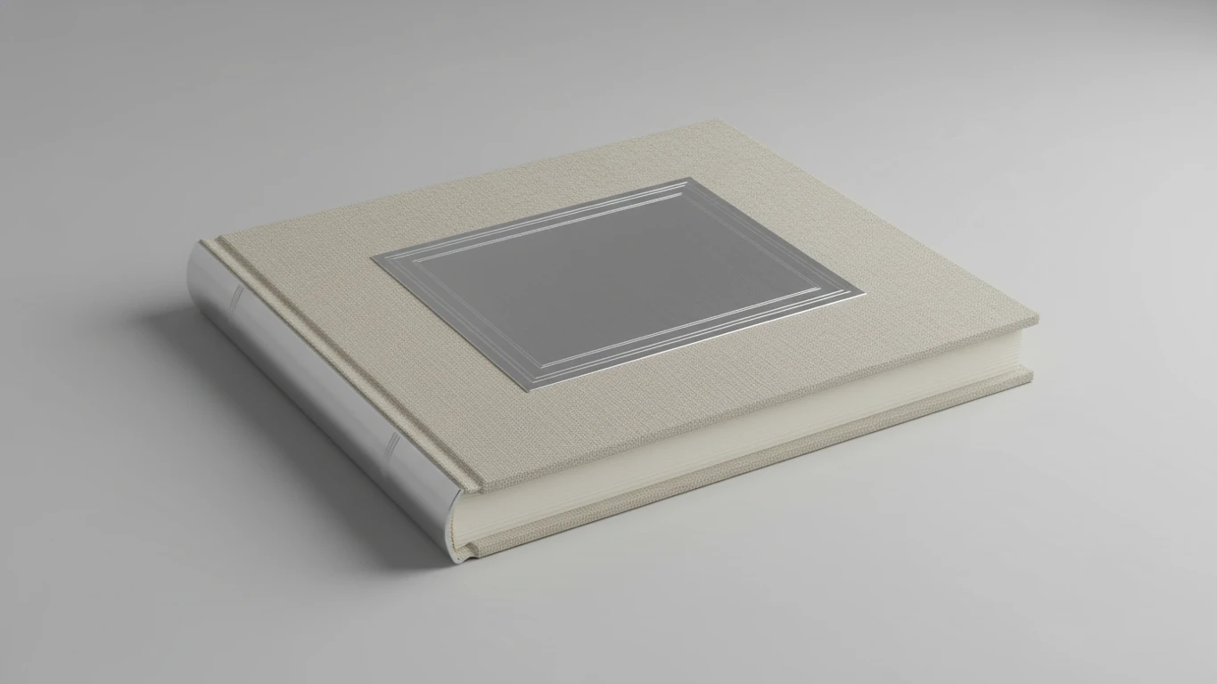 Álbum de Fotos em Capa de Linho e Prata