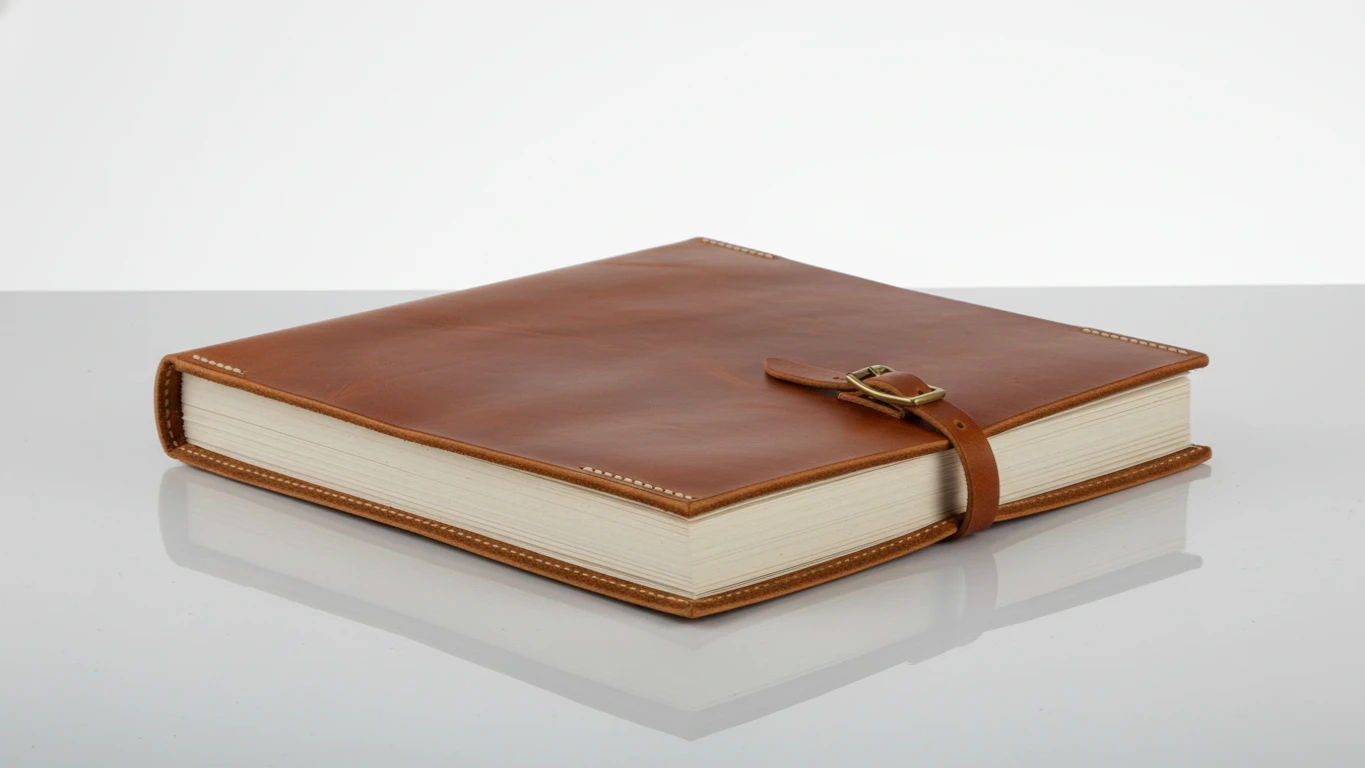 Álbum de Fotos em Couro e Papel de Gramatura