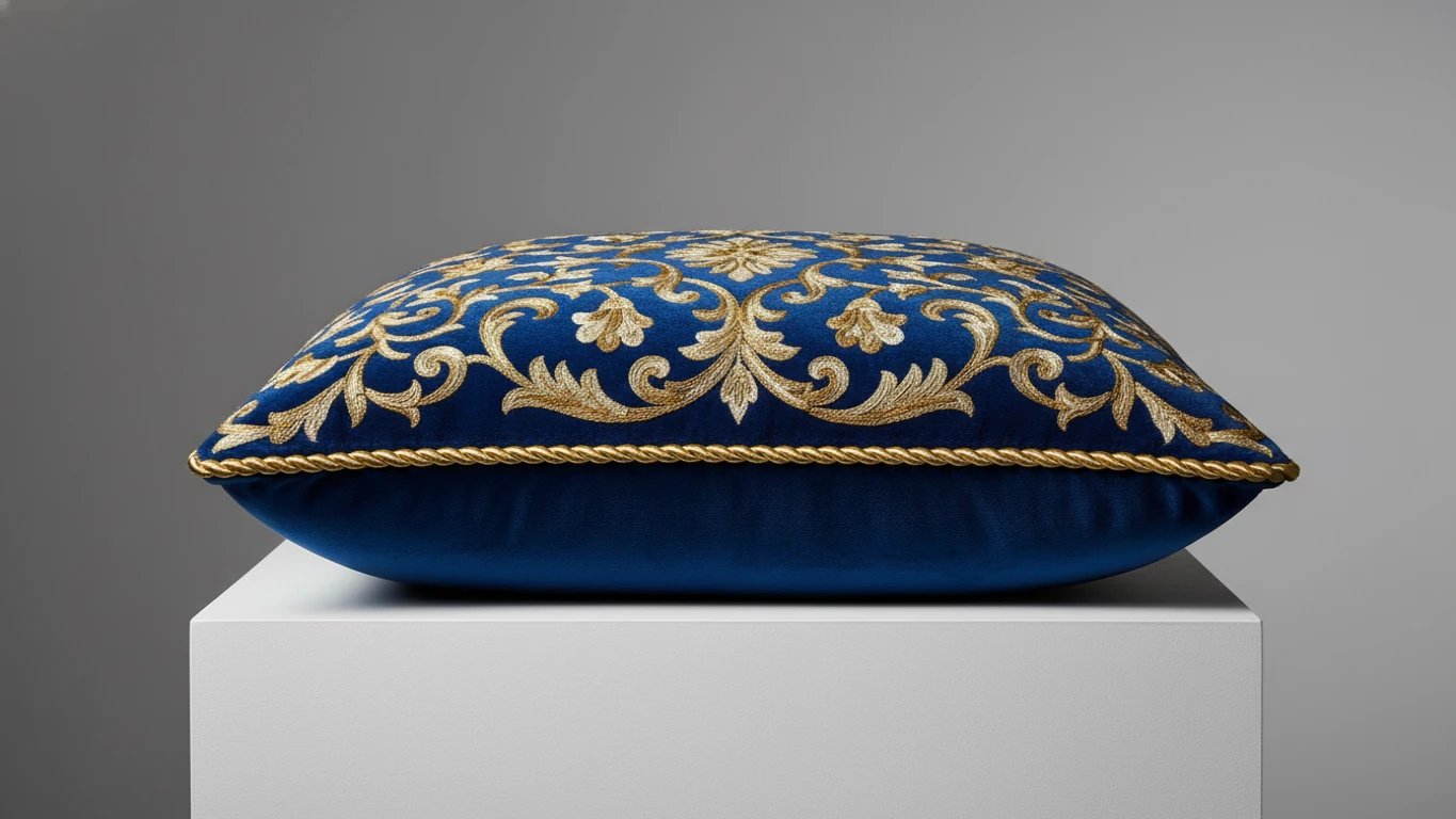 Almofada Aveludada com Bordado