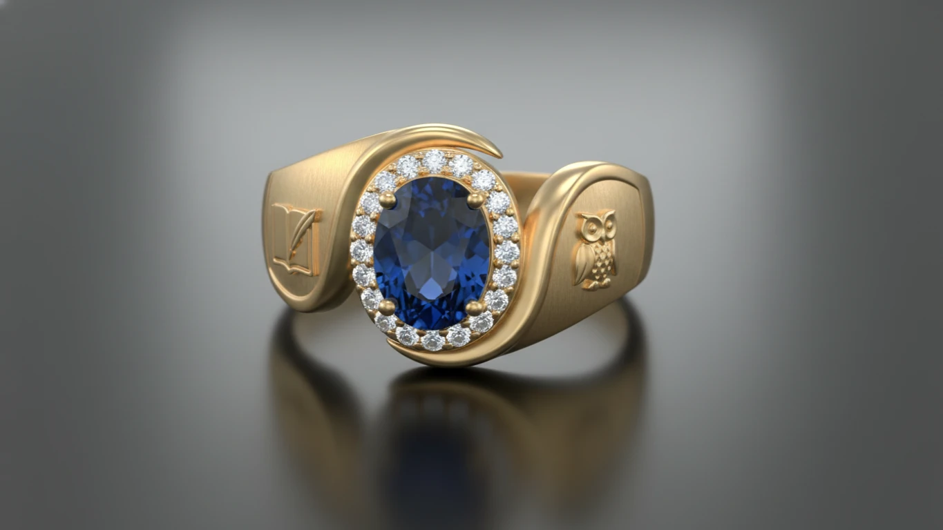 Anel de Formatura com Safira Azul