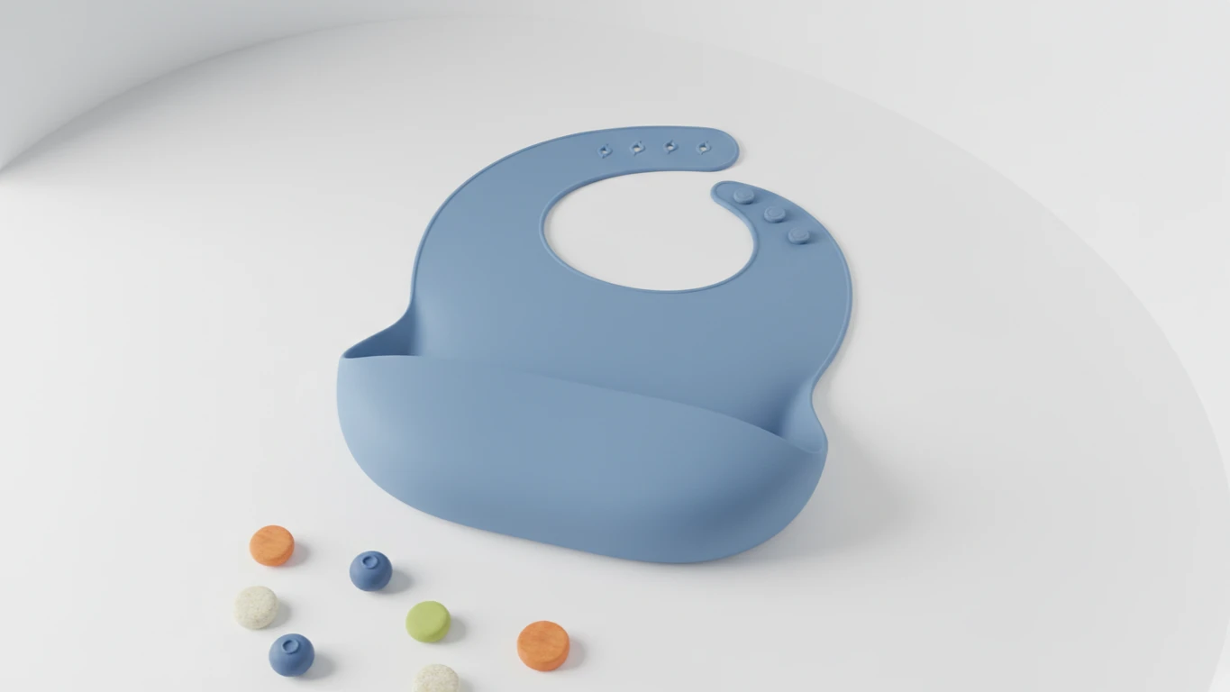 Babador de Silicone com Coletor de Alimentos