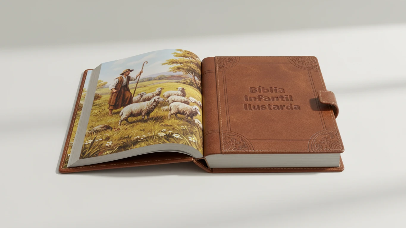 Bíblia Infantil Ilustrada com Capa em Couro
